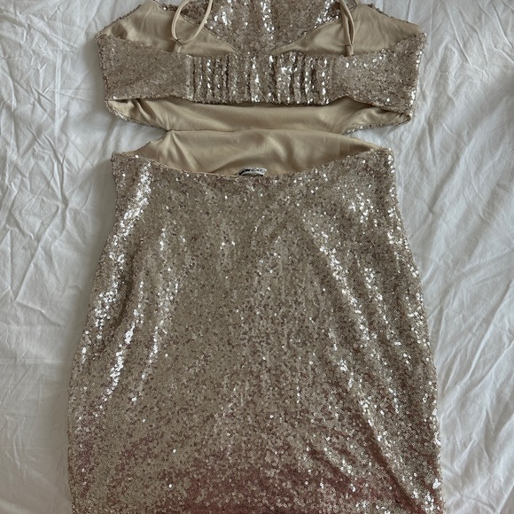 Fashion Nova Gold Sequin Dress XL - Picture 3 of 4
